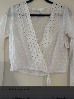 bp White Eyelet V-Neck Tie-Front Blouse